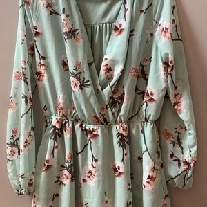 J for Justice mini dress size Large.  Seafoam green  with pink flowers